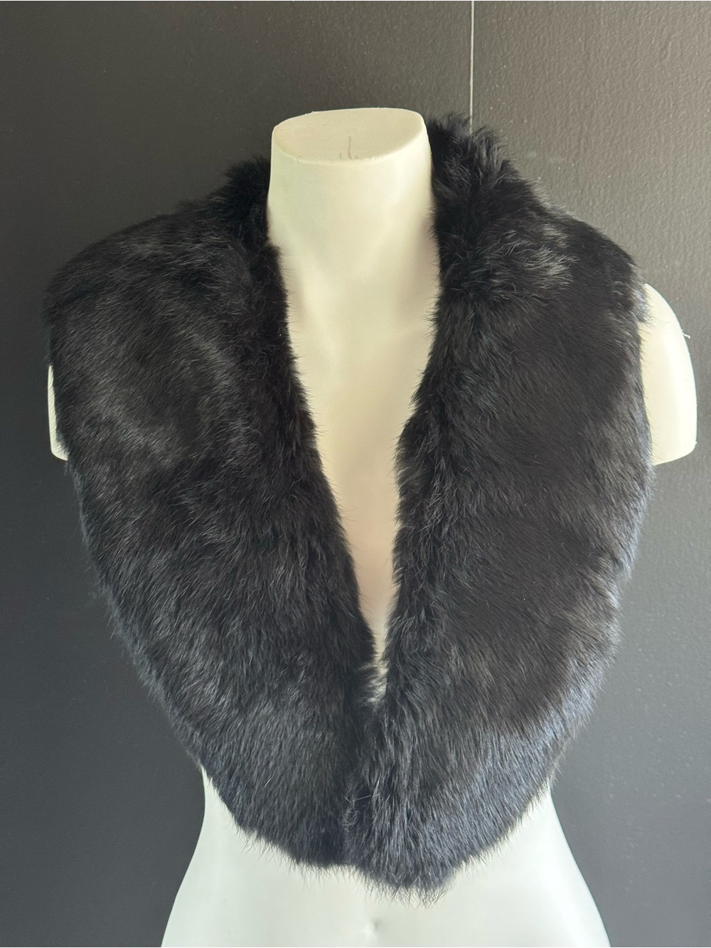 Black Real Fur Collar Scarf